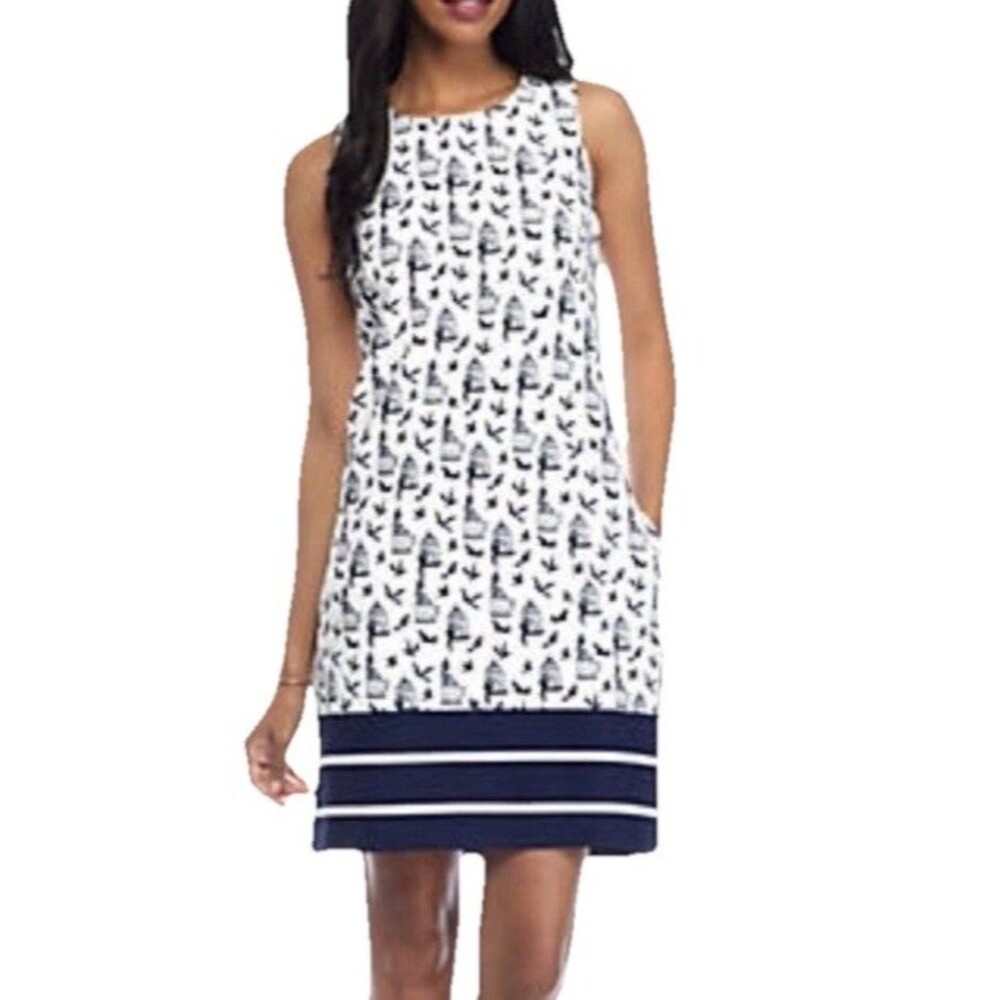 Julian Taylor Sleeveless Birdcage Songbird Print Sheath Dress 22w Preppy Quirky